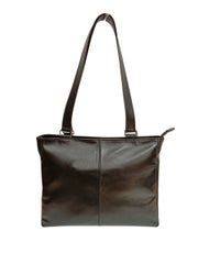 Nahkalaukku olkahihnoilla, A4 koko, musta - Made in Finland