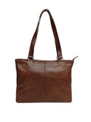 Nahkalaukku olkahihnoilla, A4 koko, ruskea - Made in Finland