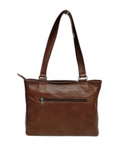 Nahkalaukku olkahihnoilla, A4 koko, ruskea - Made in Finland