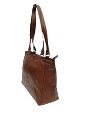 Nahkalaukku olkahihnoilla, A4 koko, ruskea - Made in Finland