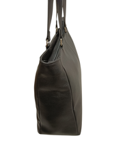 Iso nahkalaukku kahdella olkahihnalla, musta - Made in Finland